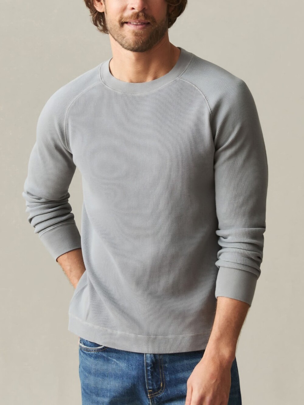American Giant Men's Medium Thermal Long Sleeve Crew Tee Shirt NWOT.